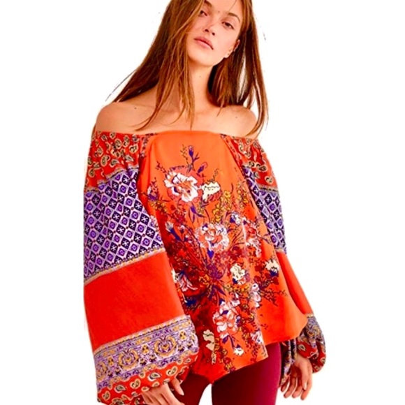 πΊπHPππΊ NWT Free People Positano Floral Print Blouse - Picture 2 of 16